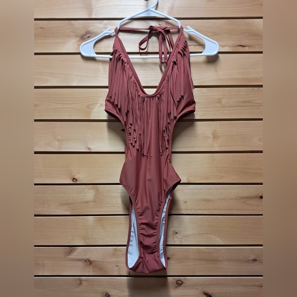 Fringe Cut Out Bathing Suit Size L